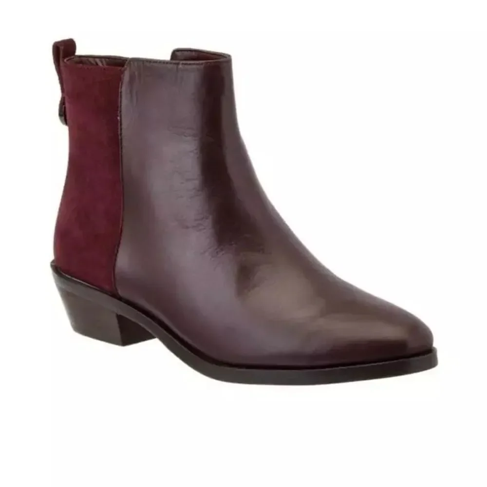 Coach Carmen Leather and Suede OxBlood Ankle Boots  Size 5.5